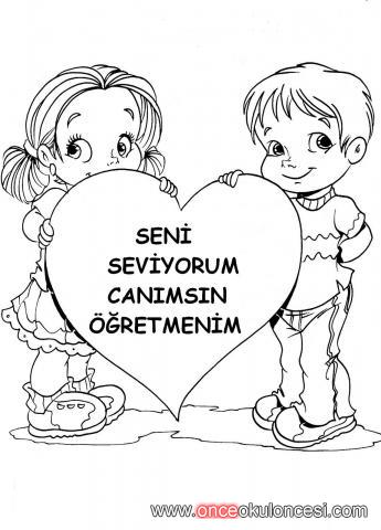 Ogretmenler Gunu Icin Boyama Kalp Veren Cocuklar