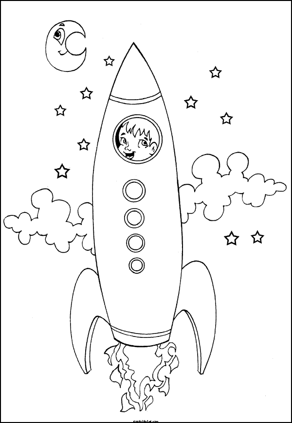Roket Ve Astronot Boyama Sayfalari
